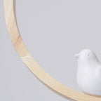 Scandi Wood Ring Pendant Light with Bird Detail, 3 Colour Temps