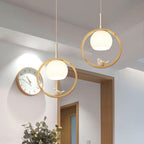 Scandi Wood Ring Pendant Light with Bird Detail, 3 Colour Temps