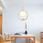 Scandi Wood Ring Pendant Light with Bird Detail, 3 Colour Temps