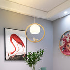Scandi Wood Ring Pendant Light with Bird Detail, 3 Colour Temps