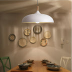 Scandi Dome Pendant Light with Solid Wood Accent, E27 Fitting