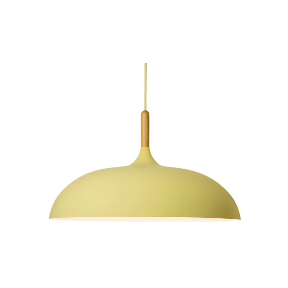 Scandi Dome Pendant Light with Solid Wood Accent, E27 Fitting