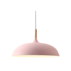 Scandi Dome Pendant Light with Solid Wood Accent, E27 Fitting