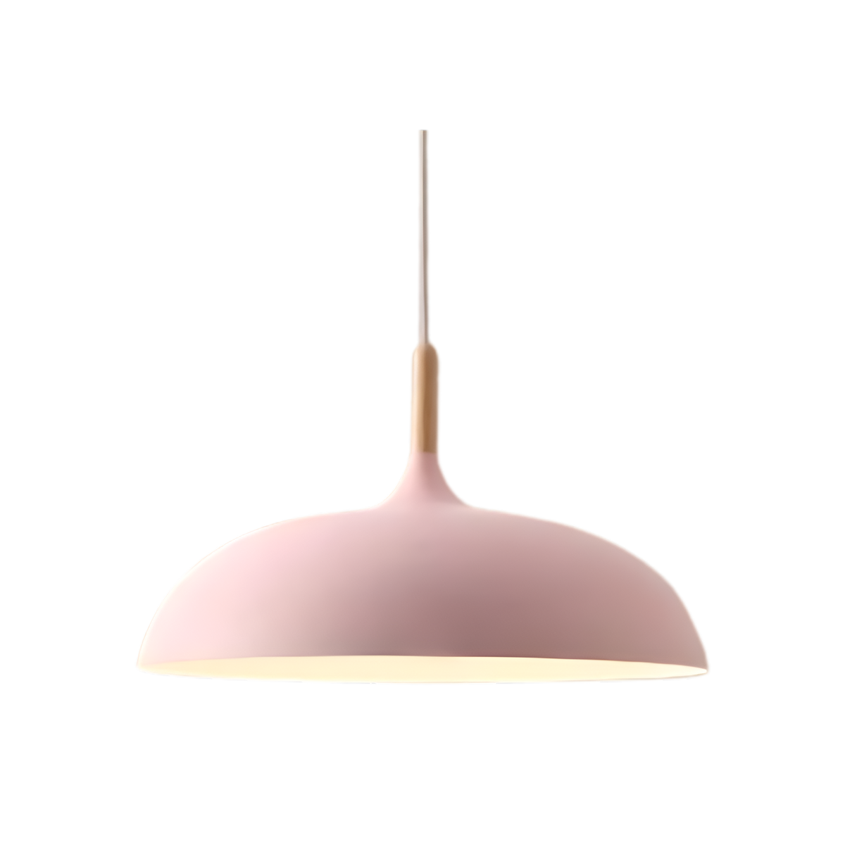 Scandi Dome Pendant Light with Solid Wood Accent, E27 Fitting
