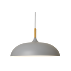 Scandi Dome Pendant Light with Solid Wood Accent, E27 Fitting