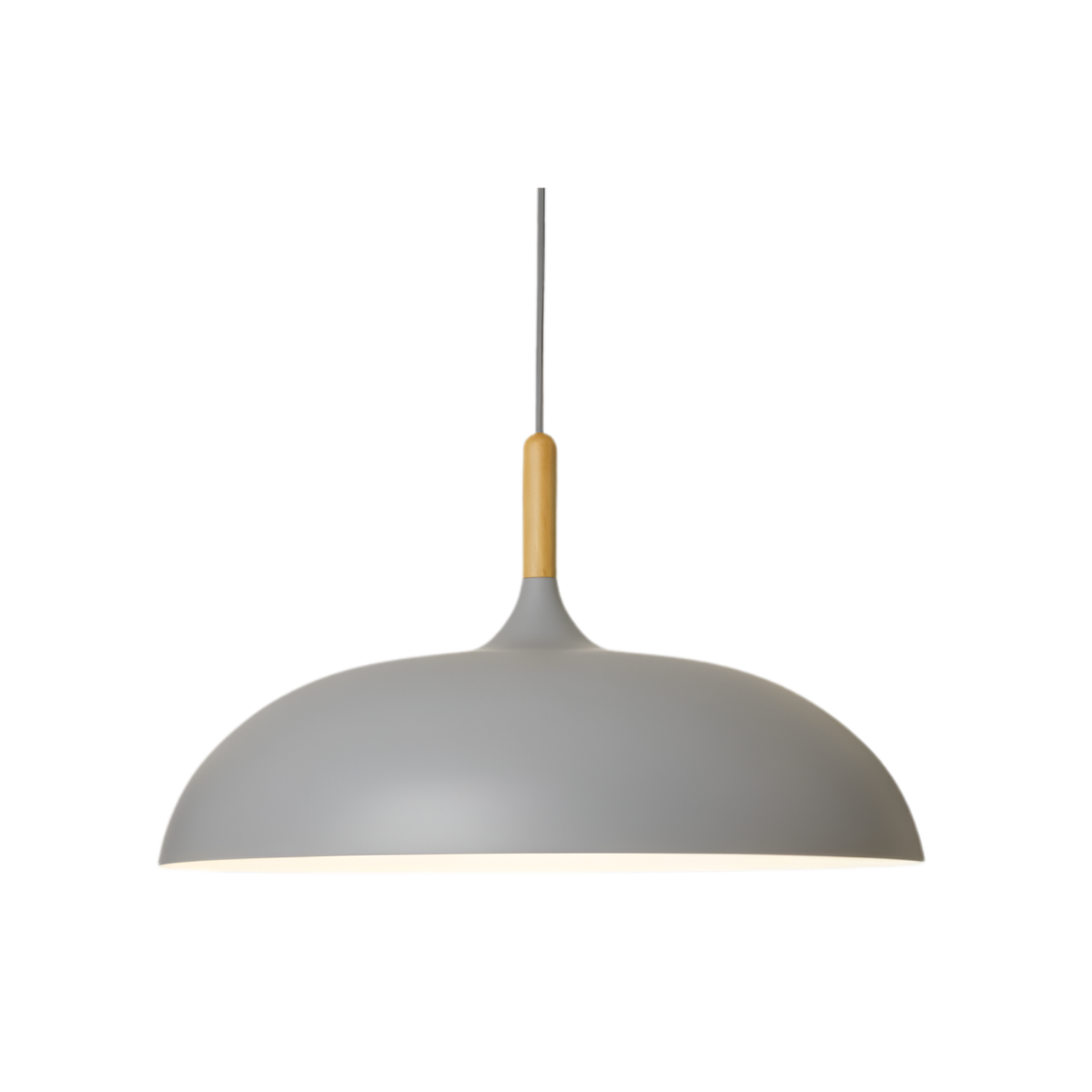 Scandi Dome Pendant Light with Solid Wood Accent, E27 Fitting