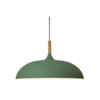 Scandi Dome Pendant Light with Solid Wood Accent, E27 Fitting