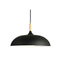 Scandi Dome Pendant Light with Solid Wood Accent, E27 Fitting