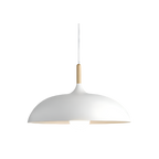 Scandi Dome Pendant Light with Solid Wood Accent, E27 Fitting