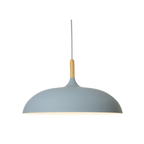 Scandi Dome Pendant Light with Solid Wood Accent, E27 Fitting