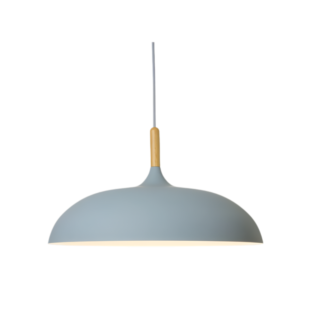 Scandi Dome Pendant Light with Solid Wood Accent, E27 Fitting