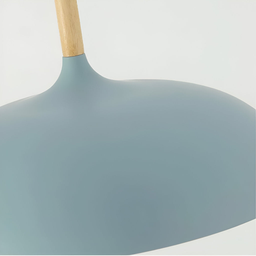 Scandi Dome Pendant Light with Solid Wood Accent, E27 Fitting