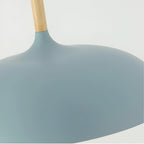 Scandi Dome Pendant Light with Solid Wood Accent, E27 Fitting