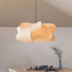 Wabi-Sabi Pendant Light with Organic Silk Shade in Beige