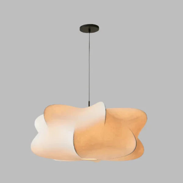 Wabi-Sabi Pendant Light with Organic Silk Shade in Beige