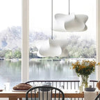 Wabi-Sabi Pendant Light with Organic Silk Shade in Beige