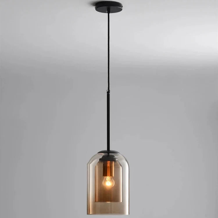 Scandinavian Double Glass Pendant Light, Smoke or Brown