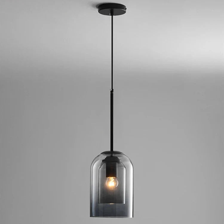 Scandinavian Double Glass Pendant Light, Smoke or Brown
