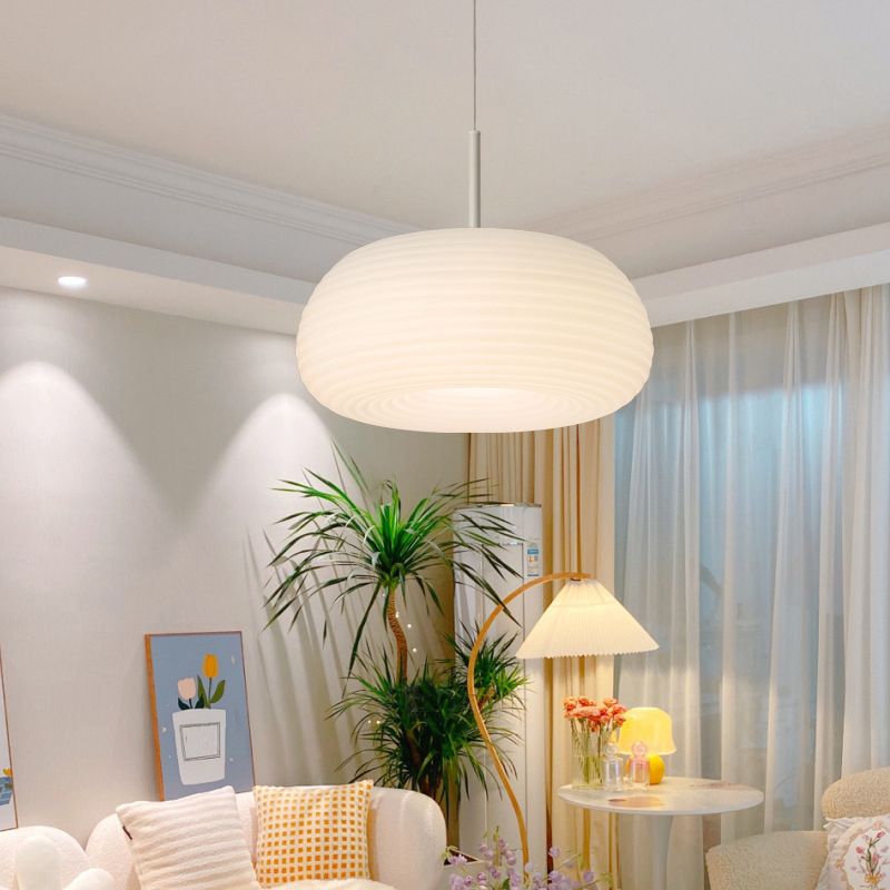 Scandi Ribbed Acrylic Pendant Light, Dimmable
