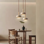 Scandi Travertine Pendant Light with Wood Detail, E27
