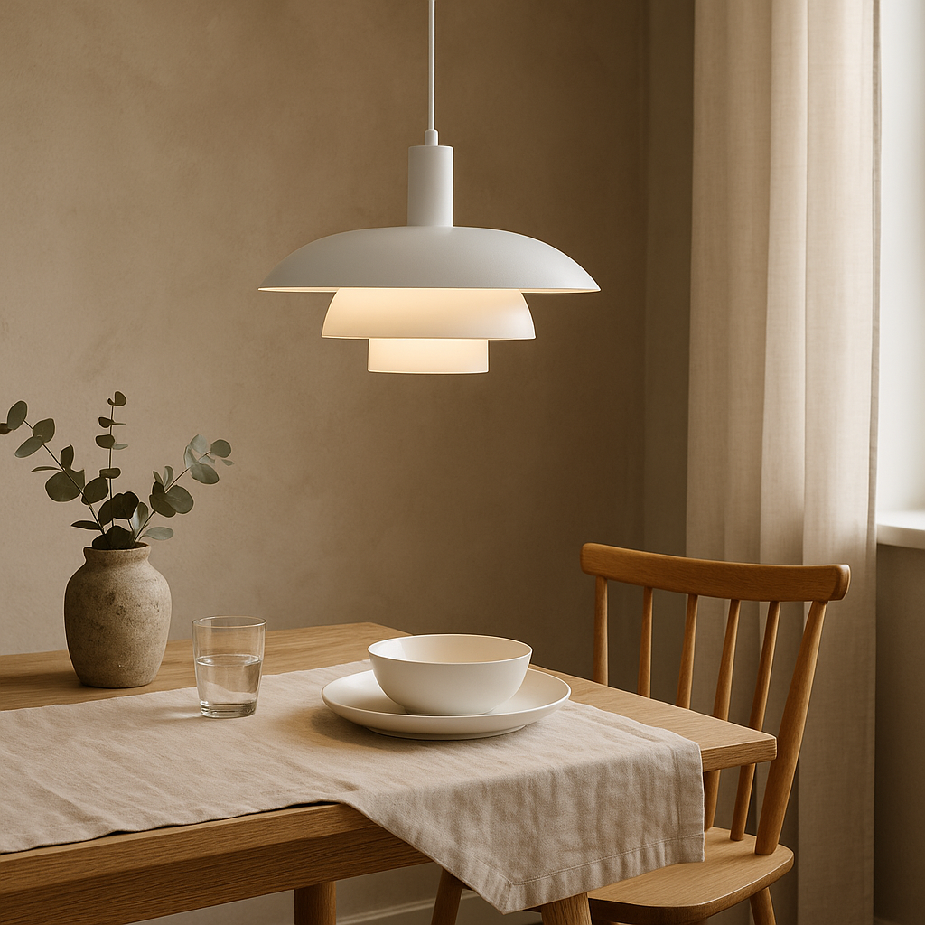 Scandi Tiered Metal Pendant Light with Built-In Dimmer