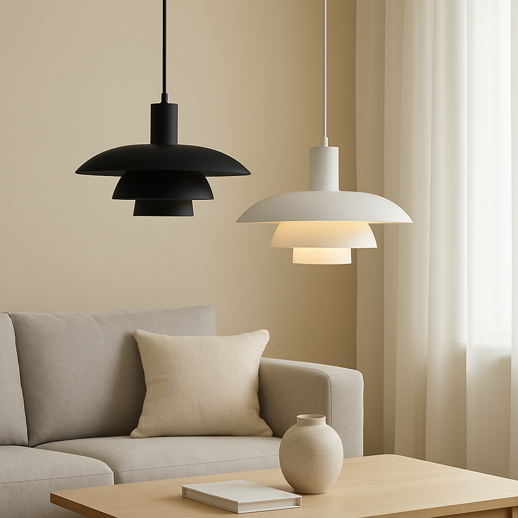 Scandi Tiered Metal Pendant Light with Built-In Dimmer