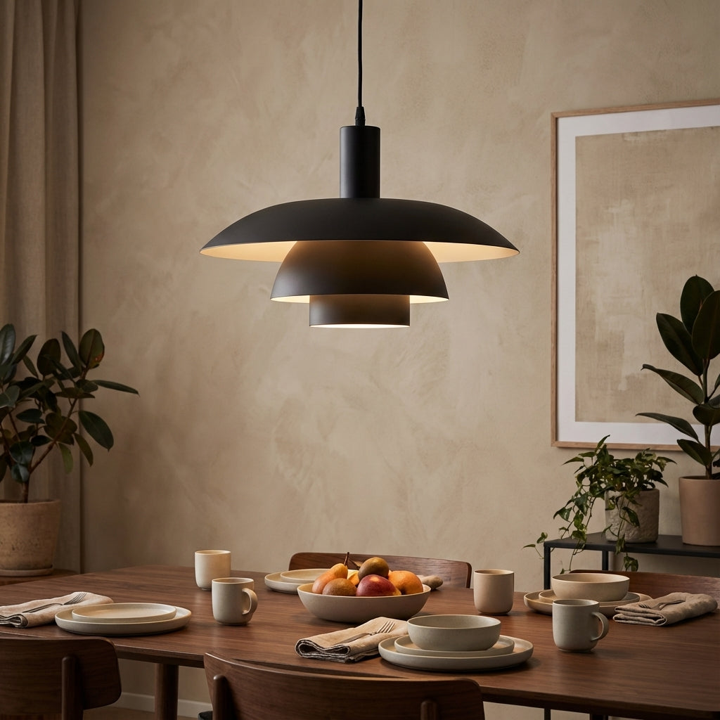 Scandi Three Tier Cone Pendant Light, Matt Finish