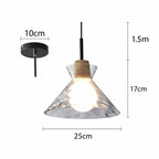 Fluted Glass Pendant Light with Wooden Fitting, 3 Shade Shapes