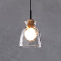 Fluted Glass Pendant Light with Wooden Fitting, 3 Shade Shapes