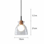 Fluted Glass Pendant Light with Wooden Fitting, 3 Shade Shapes