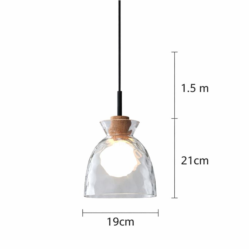 Fluted Glass Pendant Light with Wooden Fitting, 3 Shade Shapes