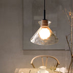 Fluted Glass Pendant Light with Wooden Fitting, 3 Shade Shapes