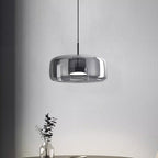 Scandi Amber or Grey Glass Pendant Light, Integrated LED