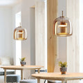 Scandi Amber or Grey Glass Pendant Light, Integrated LED