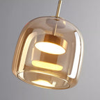 Scandi Amber or Grey Glass Pendant Light, Integrated LED