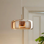 Scandi Amber or Grey Glass Pendant Light, Integrated LED