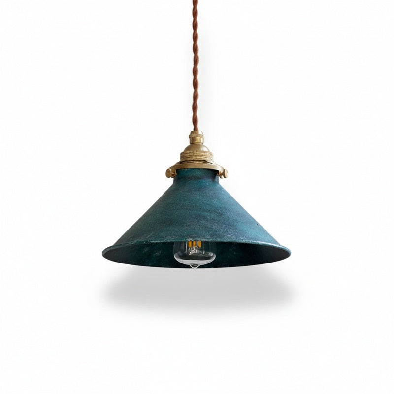 Rustic Cone Metal Pendant Light with Twisted Cable, E14