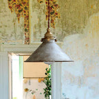 Rustic Cone Metal Pendant Light with Twisted Cable, E14
