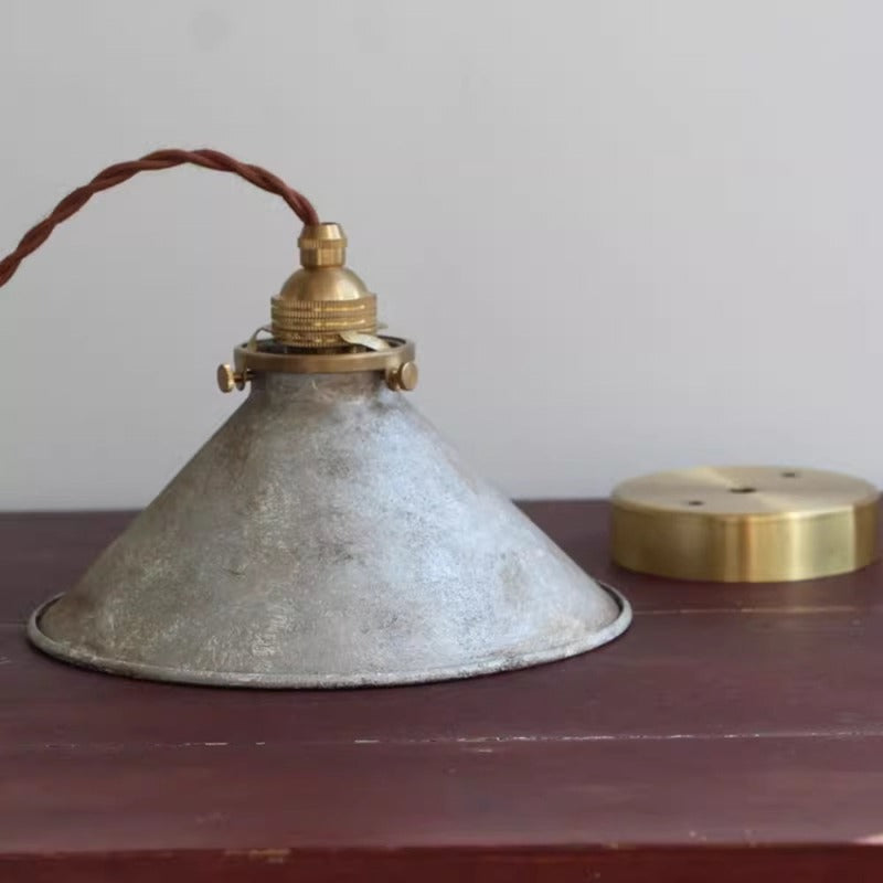 Rustic Cone Metal Pendant Light with Twisted Cable, E14