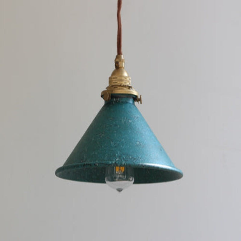Rustic Cone Metal Pendant Light with Twisted Cable, E14