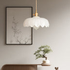 Vintage Tulip Glass Pendant Light with Polished Brass Holder