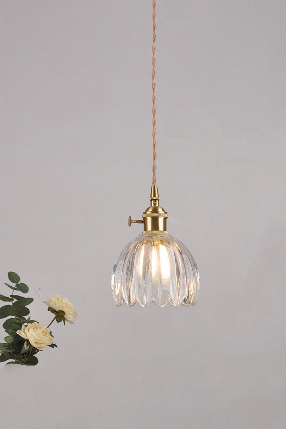 Vintage Etched Petal Glass Pendant Light, Six Glass Colours