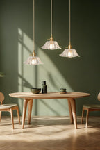 Vintage Lotus Glass Pendant Light with Brass Finish