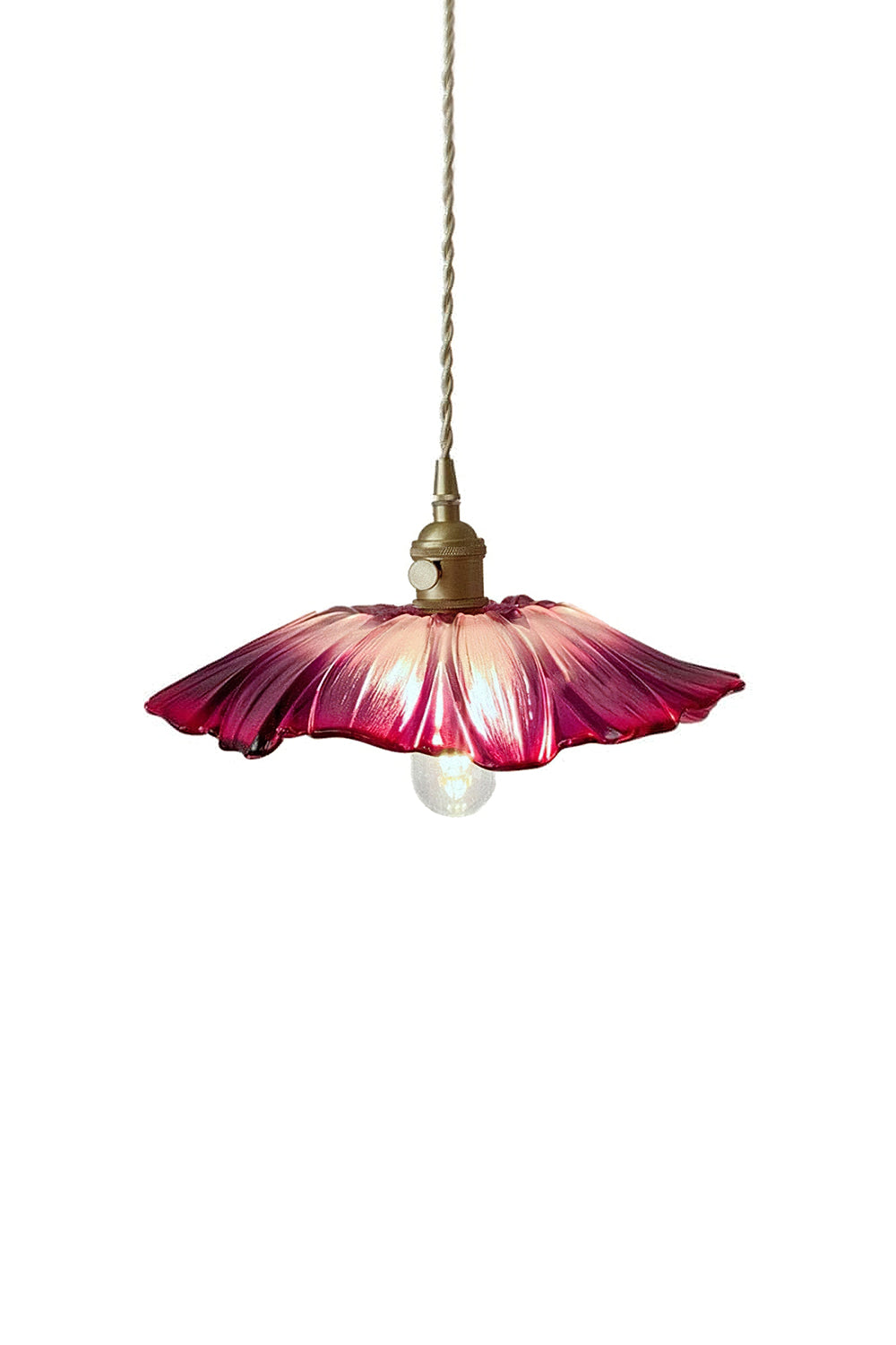 Vintage Lotus Glass Pendant Light with Brass Finish