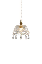 Vintage Glass Pendant Light with Crystal Drops, 20 cm