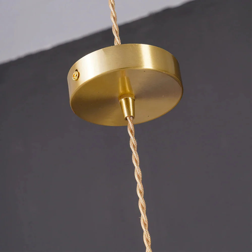 Vintage Fluted Flower Glass Pendant Light with Brass Fitting