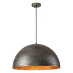 Vintage Hammered Metal Dome Pendant with Gold Interior