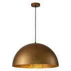 Vintage Hammered Metal Dome Pendant with Gold Interior