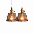 Vintage Textured Glass Pendant Light with Brass-Finish Fitting