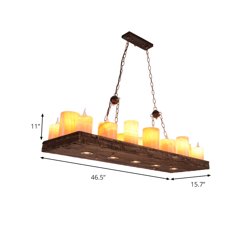 Vintage Wood Beam Candle Chandelier, 8 to 16 Lights